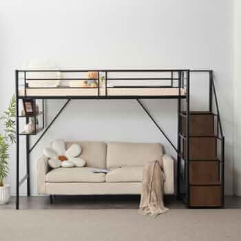 Amazon｜オーエスジェイ(OSJ) ロフトベッド 片側手すり付き 収納