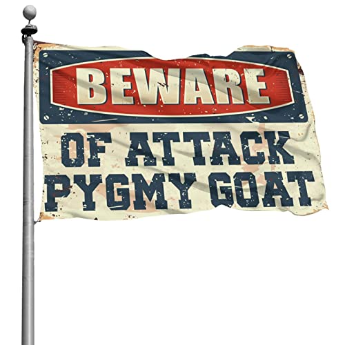 Abipuir [tbO Beware of Attack Pygmy Goat Flag Man Cave Flags (TCY:47 x 71C`/120 x 180cm)