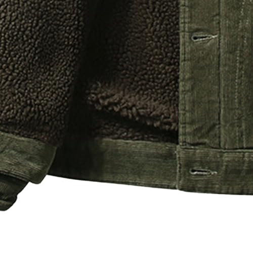 Men's Fleece Sherpa Lined Corduroy Trucker Jacket Warm Thickened Winter Coats Vintage Denim Lapel Button Coats3
