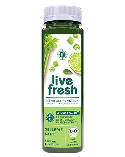LiveFresh Selleriesaft | Kaltgepresst & Natürlich | Mit Kalium, Calcium & Vitamin K | Keine Zusätze, kein Zuckerzusatz | 12x250ml (inkl. Pfand 3€) Cover