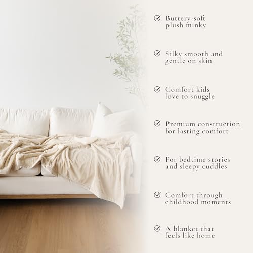 Image of Saranoni Luxury Lush Kids Blanket | Ultra-Soft & Cozy Plush Comfy Blankets for Kids & Teens | Ivory - 40 inch x 60 inch