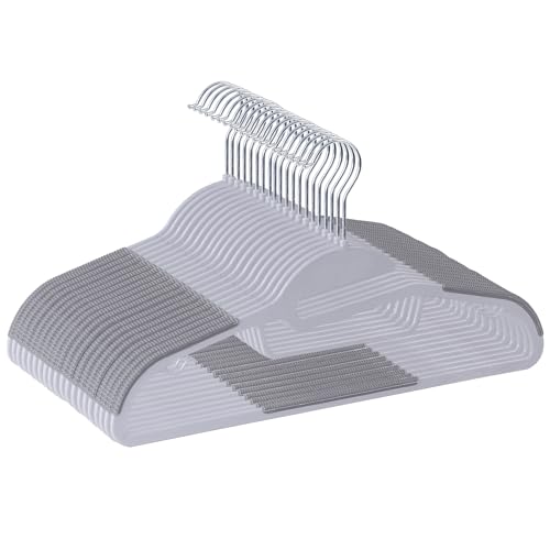 ZENY Plastic Hangers 50 Pack - Heavy Duty Hangers for Coats, Pants & Dress - Non Slip Clothes Hangers - 360°Swivel Hook?Space Saving Clothes Hangers for Closet