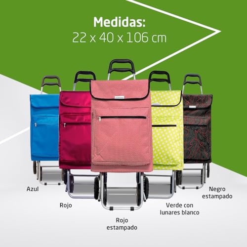 Miniatura 7 de Amig - Carro De La Compra De 4 Ruedas Bolsillo Exterior Para Congelados Carga Máxima 15kg Capacidad De 48 Litros 22x40x106 Cm Rojo
