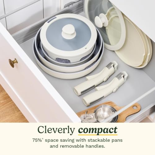 Image of Cuisinart 13-Pc, ClickSmart Nonstick Detachable Handle Ceramic Cookware, Pots and Pans Set, Stackable Space-Saving Design, Compatible with All Stovetops, Induction & Oven Safe, PURELYCERAMIC