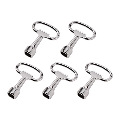VGOL 5 Stück Dornschlüssel Vierkantschlüssel Steckschlüssel Schaltschrankschlüssel Allzweckschlüssel aus Zinklegierung 13x8x8mm für Gas Wasserzähler Kasten Silber Cover