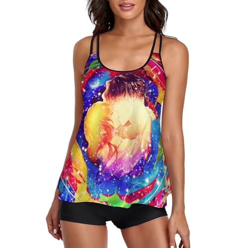 Maillot de bain tankini couvrant pour cacher le ventre avec shorty femme