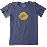 Life is good Women's Crusher Dot Logo T-Shirt (Darkest Blue)