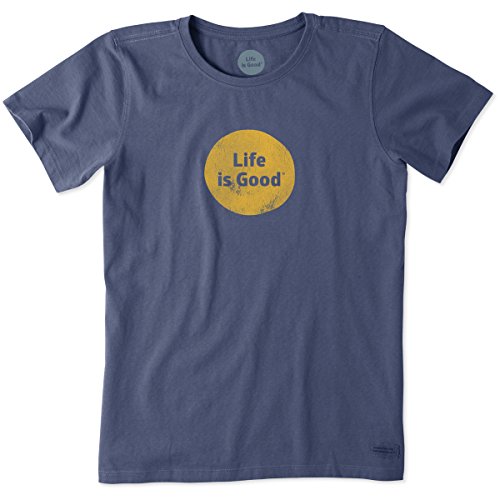 Life is good Women's Crusher Dot Logo T-Shirt (Darkest Blue)