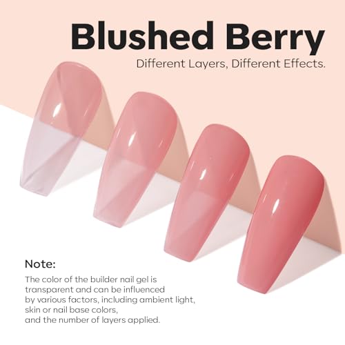 modelones Nail Strengthener and Growth Blushed Berry Nail Polish Quick Dry Nail Repair for Damaged Nails Strengthening Polish 15ml Natural Concealer Foundation Nail Care Gifts for Women - Image 5