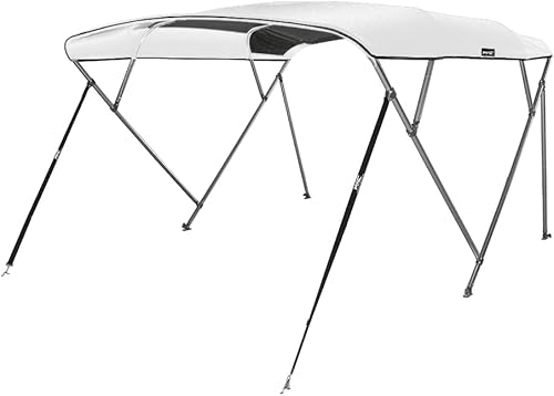 MSC 3 Bow 4 Bow Bimini Top Boat Cover with Rear Support Pole and Storage Boot
