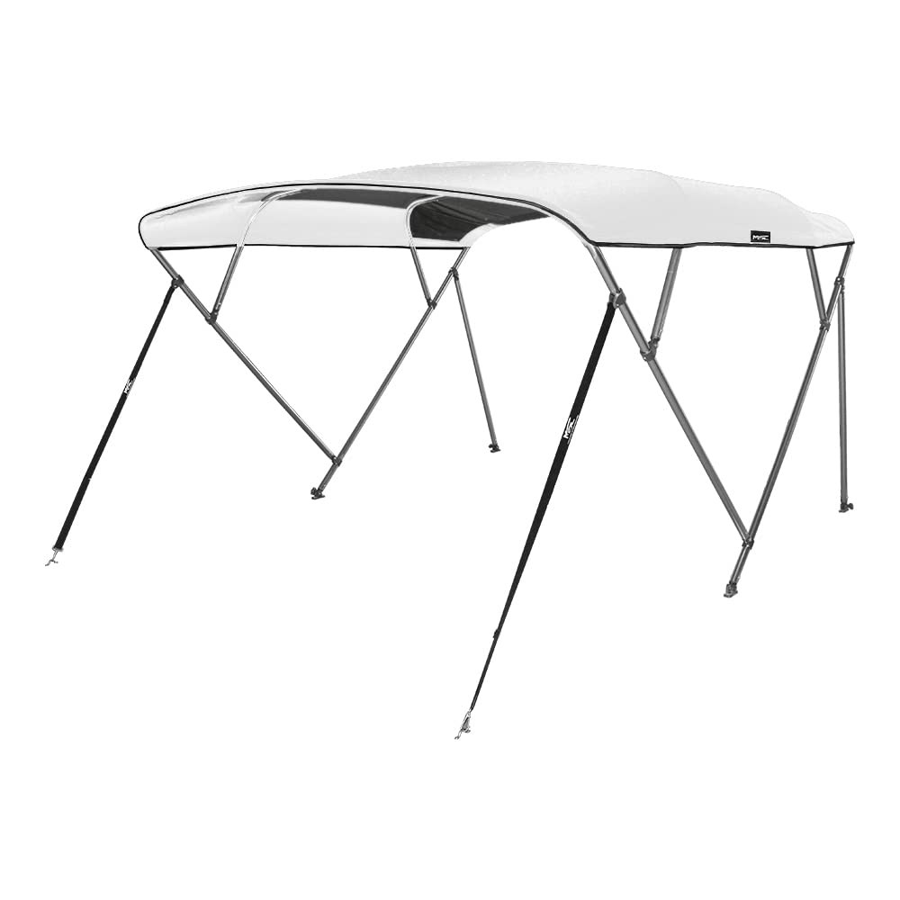 MSC 3 Bow 4 Bow Bimini Top Boat Cover,600D Solution Dyed Polyester,2 Support Poles& 4 Adjustable Straps Included