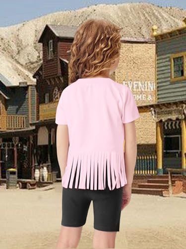 Western Shirts for Women Cowgirl Boots Hat Shirt Mom and Daughter Matching Outfits Vintage Cowgirl Fringe Tops Short Sleeve4