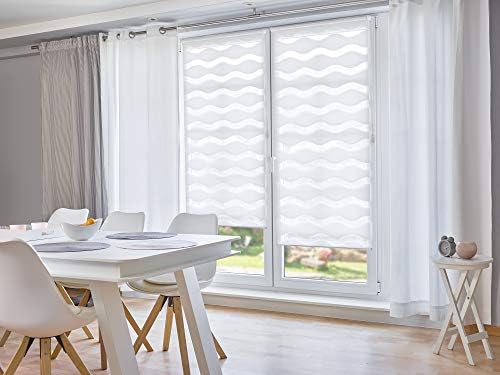 K-Home Klemmfix Estor Doble sin Agujeros, Color Blanco, 115 cm x 200 cm (Ancho x Largo)