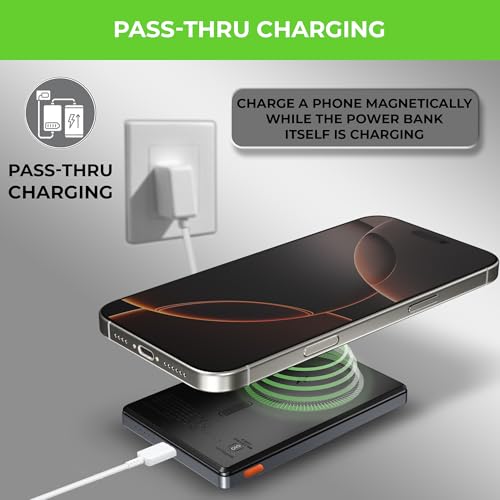 Image of UltraProlink 5000mAh Slimmest Wireless Magnetic Mag-Safe Power Bank| 22.5W Fast Charge Type C Port with PD-PPS Support |Charging for iPhone Series 16,15,14,13 | Made in India |Grey|Juice-Up Mag 4