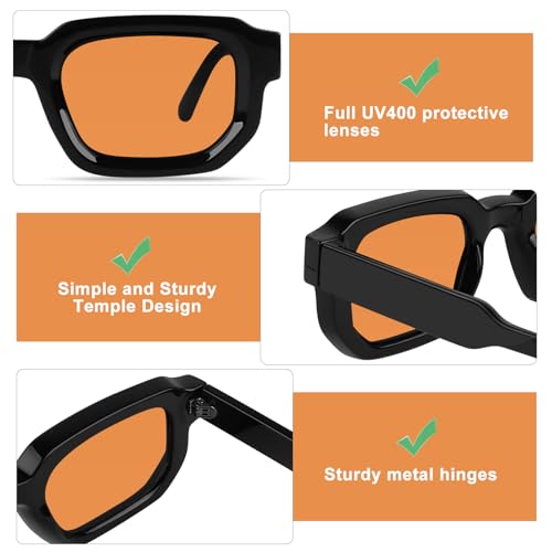 Retro Square Sunglasses for Women Mens Vintage Rectangle Thick Frame Womens Trendy Chunky Shades GM96052