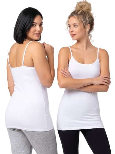 Image of Women's Long Cotton Camisole Spaghetti Strap Tank Top