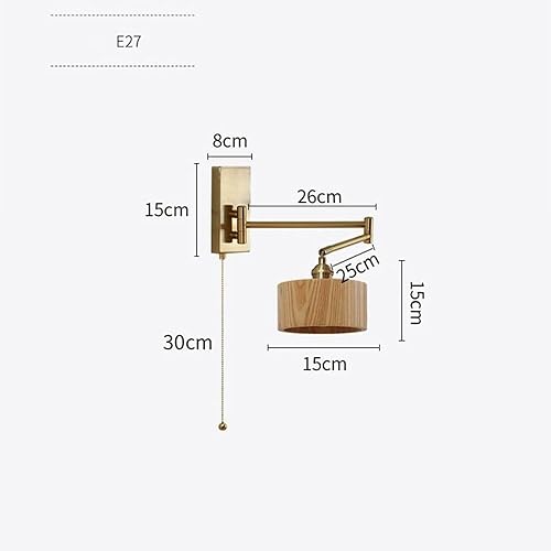 Miniatura 2 de Farmhouse Wall Sconce Adjustable Swinging Arm Rustic Walnut Wood Wall Light Fixture On Off Switch Vintage Indoor Wall Lamp for Bedroom Living Room