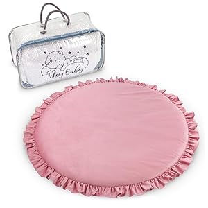 Speelkleed baby vloerkussen met ruches – kinderspeelkleed rond met volant 100 cm cosy corner kinderkamer vloerkussen Dirty Pink
