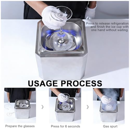 Abbattitore di Vetro Commerciale, Raffreddatore Rapido 6s da Banco, Macchina per Bicchieri di Ghiaccio in Acciaio Inox con Luci al Neon, per Cocktail e Birra