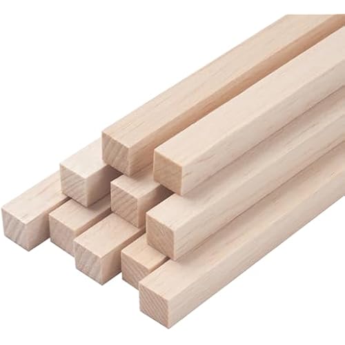 Balsa Wood Sticks Balsa Wood Strips 5/8" x 12", 10 PCS Square Wooden Dowels for Crafts, Unfinished Wood Dowel Rods, Wooden Sticks for Crafting, Miniature Architectural Model Building Supplies