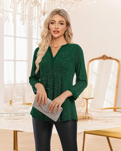 Image of Timeson Women's Short Sleeve V Neck Blouses Shirts Floral Double Layers Mesh Tunics Tops
