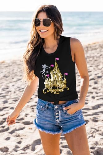 Magical Castle Tank Top Women: Magic Kingdom Shirts Cute Graphic Holiday Vest Summer Vacation Sleeveless Shirt4