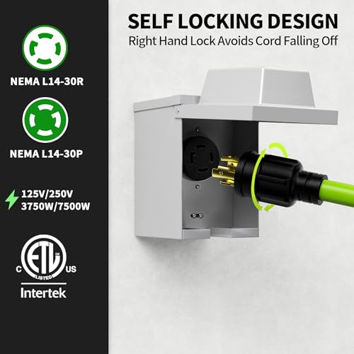 POWGRN 25ft Heavy Duty Generator Extension Cord