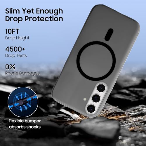 Image of SHINESTAR Back Cover for Samsung Galaxy A16 5G | Frosted Semi-Transparent Slim Case | Only Compatible with Wireless Magnetic Accessories | Hard Back, Matte Finish - Black