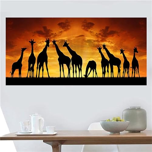 Peinture diamant girafe 100x230 cm : kit complet de broderie XXL