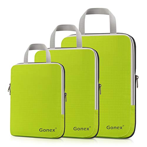 Set of 3 Gonex Packing Cubes, Clothing Compression Cube Extensible Storage Bags Organizers(Light Green)