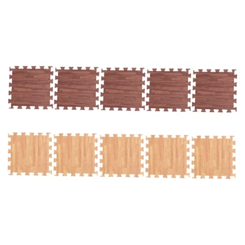 Totority 10pcs Soft Wood Grain Interlocking Floor Mats Non Slip Eva Gym Flooring for Living Bedroom Playrooms Thickened Durable Design