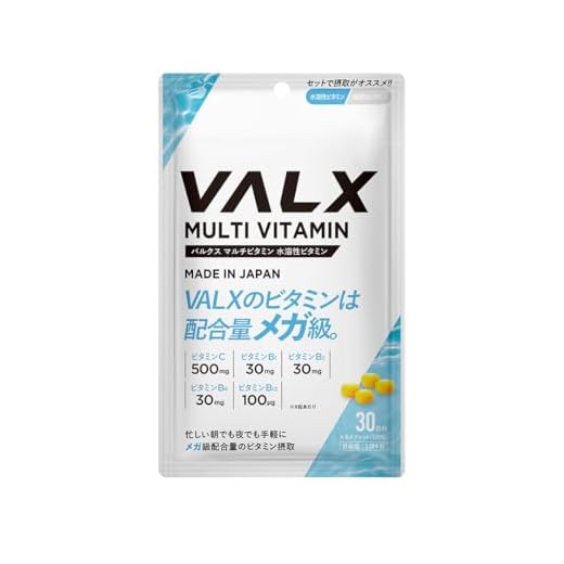 VALX マルチビタミン 水溶性ビタミン 山本義徳 1日あたりビタミンC500mg ビタミンB1 30mg ビタミンB2 30mg ビタミンB6 30mg ビタミンB12 100μg 配合 120粒