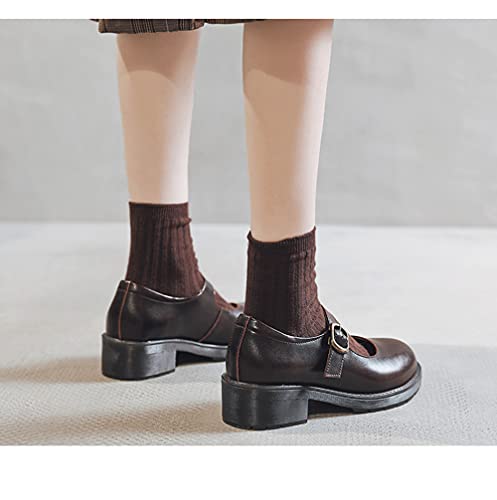 BB BEROBELLO FASHION IS AN ATTITUDE Women's Vintage Black/Brown Mary Jane Flats JK Uniform Dress Shoes4