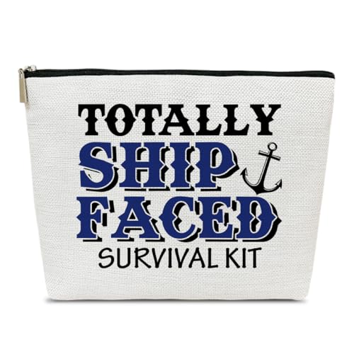 Ythuil Funny Cruise Makeup Gift Bag, Toiletry Survival Kit Travel Cosmetic Bags With Zipper Travel Organizer For Women Girl Mom Sister Friend, Cruise Lover Summer Vacation Gifts