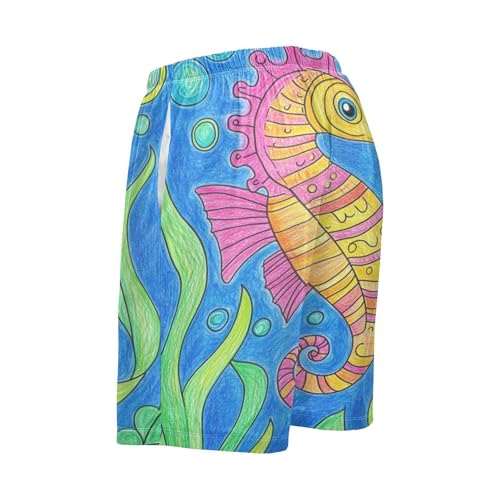 Sinestour Seaweeds Bubbles Blue Pajama Shorts for Men Lounge Pants Pjs Bottoms Mens Pajama Bottoms with Pockets, S-XXL3