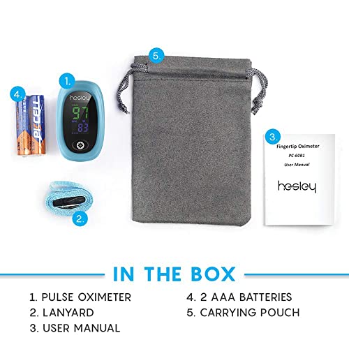 Hesley Pulse Oximeter Fingertip, Oxygen Saturation Monitor with