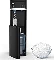 IKT Self Cleaning Bottom Load Water Cooler Dispenser with Nugget Ice Maker for 5 Gallon 33lbs Daily Capacity Black