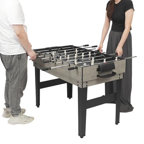 Fyssnn 10 in 1 Multifunktionstisch | Spieltisch für Kinder & Erwachsene inkl. Tischkicker, Billardtisch, Tischtennisplatte, Air Hockey, Schach, Bowling, Shuffleboard, 122x60x80 cm (Grau)