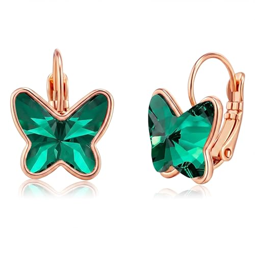 Boucles d'oreilles cristal autrichien anti-allergie plaqué or rose