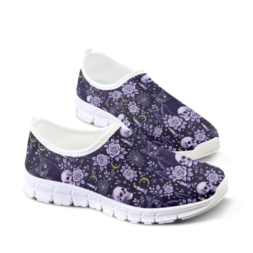 Image of Floral Sneakers for Women Colorful Art Shoes for Women Slip On Casual Work Shoes