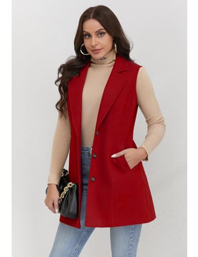 Image of IDEALSANXUN Plaid Vest for Women Fall Winter Sleeveless Blazer Jackets