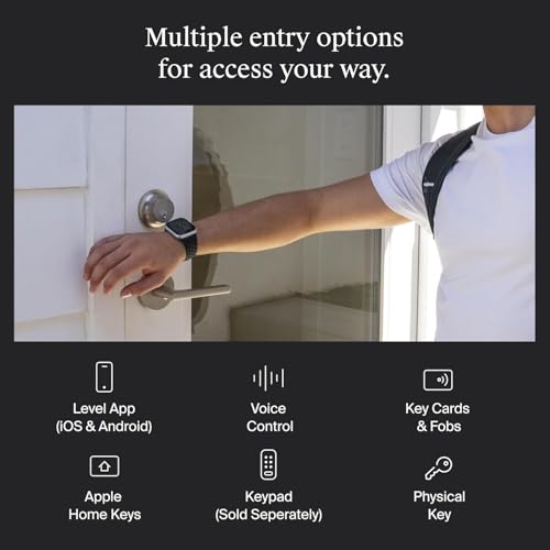 Level Lock+ WiFi Deadbolt Smart Lock - World's Smallest Smart Lock Plus Apple Home Key - Lock/Unlock Anywhere - Level App for iOS & Android - Works with Apple Home, Alexa, GoogleHome (Satin Nickel) thumbnail 6