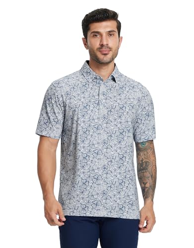 M MAELREG Golf Shirts for Men Dry Fit Print Performance Lightweight Collared Casual Mens Polo Shirts Short Sleeve — view 2