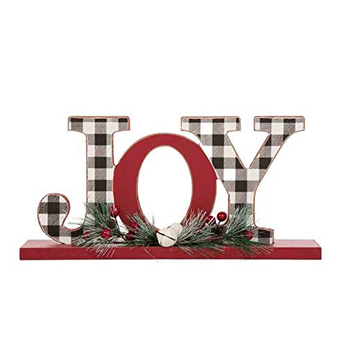 Glitzhome Joy Christmas Centerpiece Table Decorations 11.42 Inches Wooden Joy Decorative Display Sign On Table Or Fireplace Christmas Table Decor Rustic Xmas Desk Decoration For Home And Kitchen #TOP1