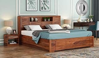 Porash Furniture Solid Sheesham Wood Ferguson King Size Bed with Storage for Bedroom Furniture | Solid Wood Palang Double ... Price In India