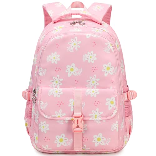 Image of Leaper Women Floral Laptop Backpack Water-resistant College Bags Travel Backpack Flower Daypack Fits 15.6 Inch Laptop Pink