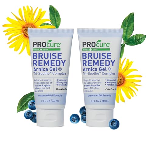 PROcure Arnica & MSM Bruise Remedy Gel Paraben-Free Unscented Arnica Montana Gel for Bruising Spider Veins & Skin Discoloration 2 Pack