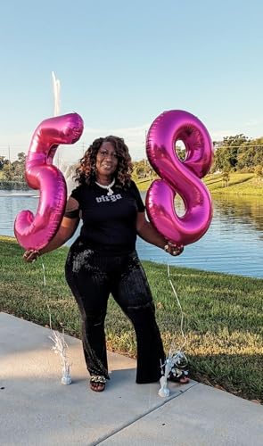 Image of Number Balloons Pink 7 Balloon 40 inch for 7th Birthday Party Decorations | Saturated Color, Large 40 in, With Straw & Hanging Hole, For Back-to-School Season, Wedding, Christmas, New Year, Anniversary