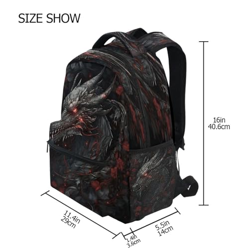 Dragon Leaves Flower Backpack for School Boys Girls Adults Kids Bookbag Laptop Bag 18L4