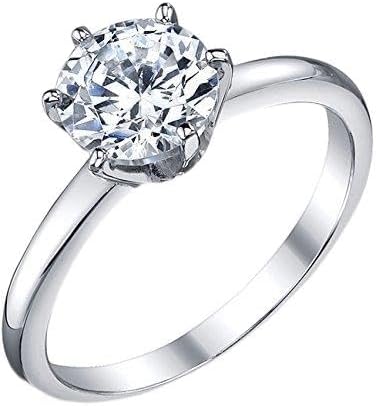 Metal Masters 1.25 Carat Round Brilliant Cubic Zirconia CZ Sterling Silver 925 Wedding Engagement Ring Size 4 to 11